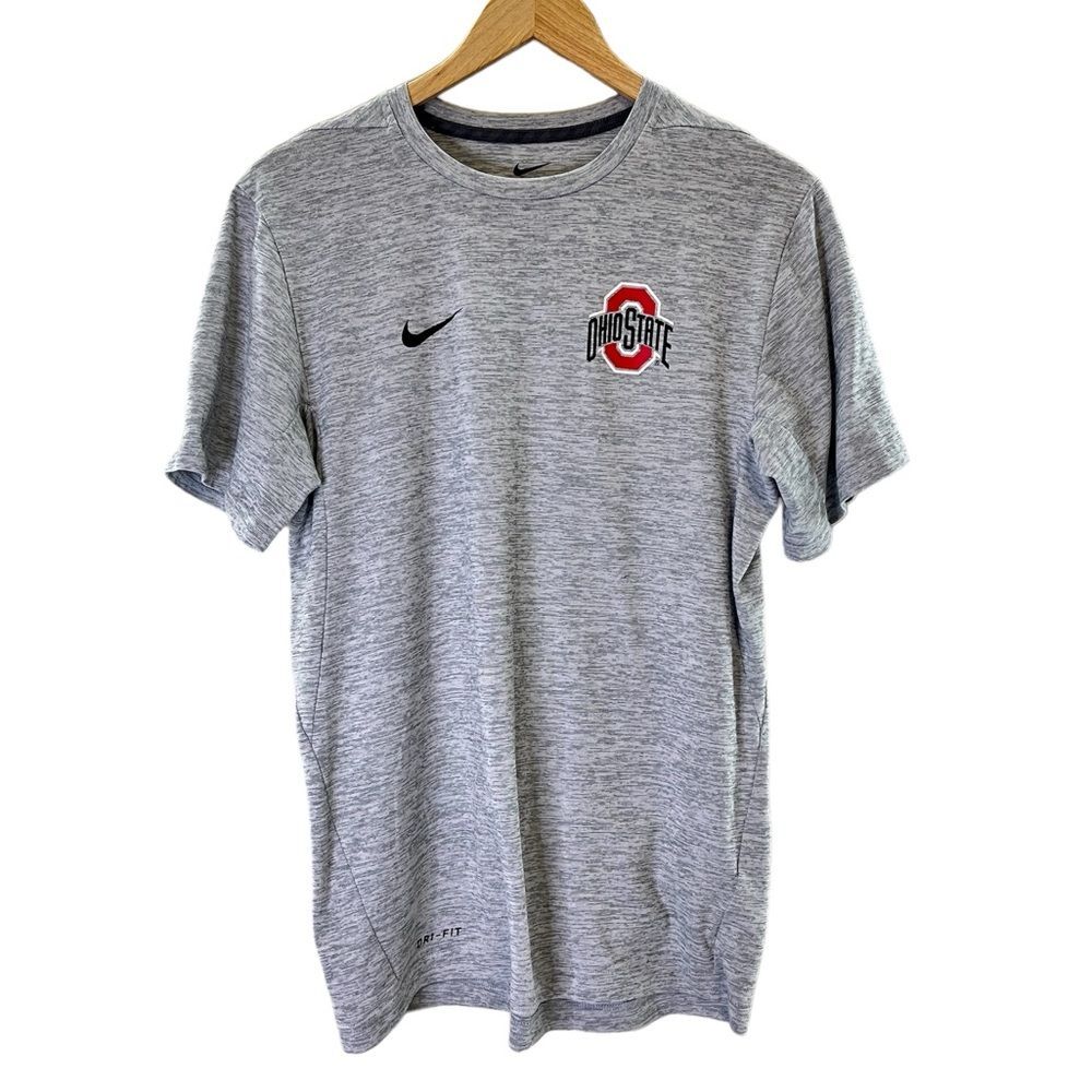 Nike Ohio State Dri-Fit Short Sleeve Gray Red Spirit Football Tee Size Small